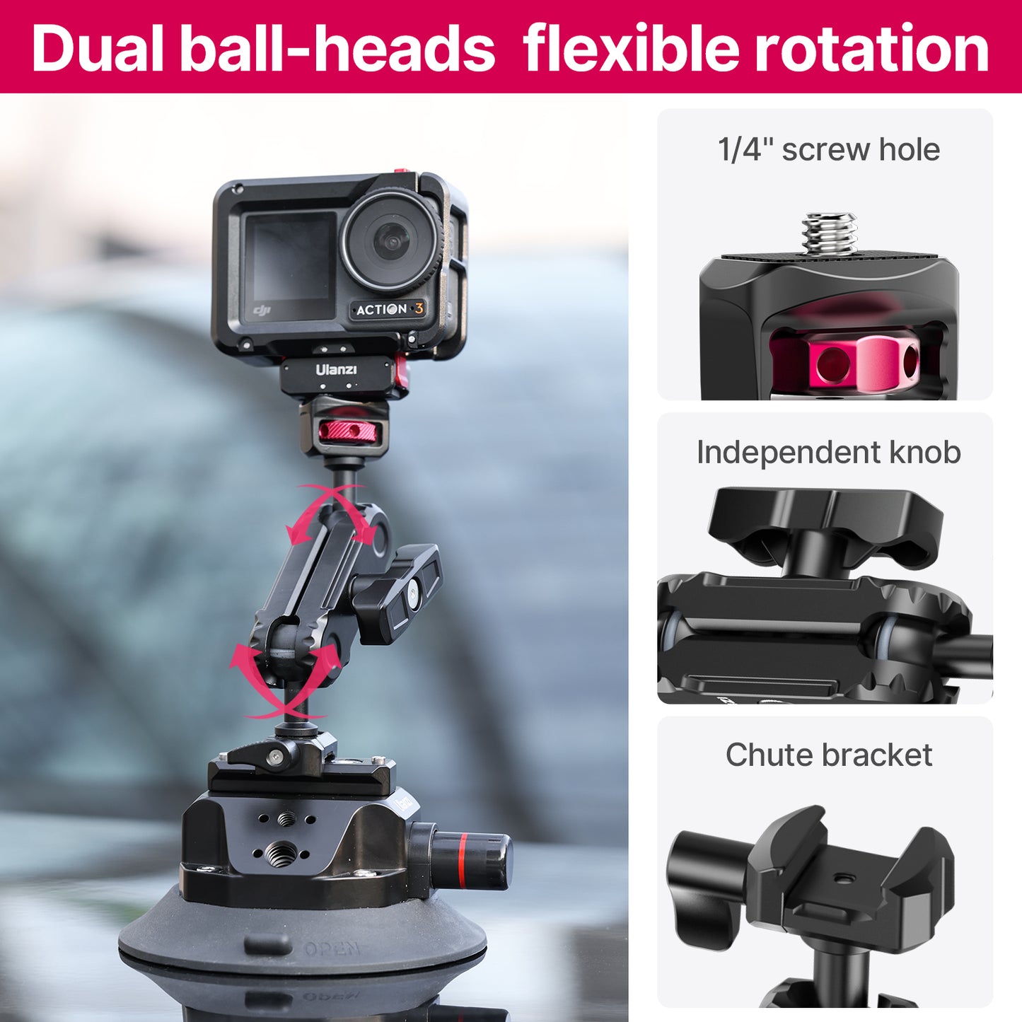 Ulanzi SC-02 Extra Sterke Zuignap 4.5 inch met magic arm voor camera - tot 3kg - Overige producten