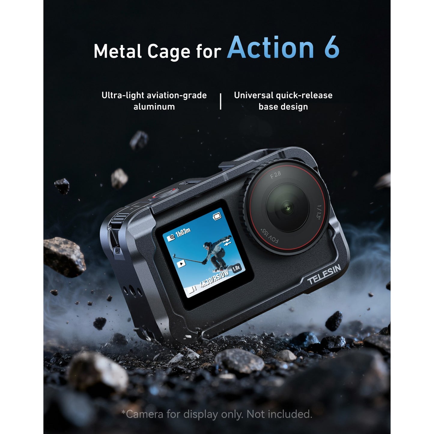 Telesin Cage en métal pour DJI Osmo Action 6 - Grise