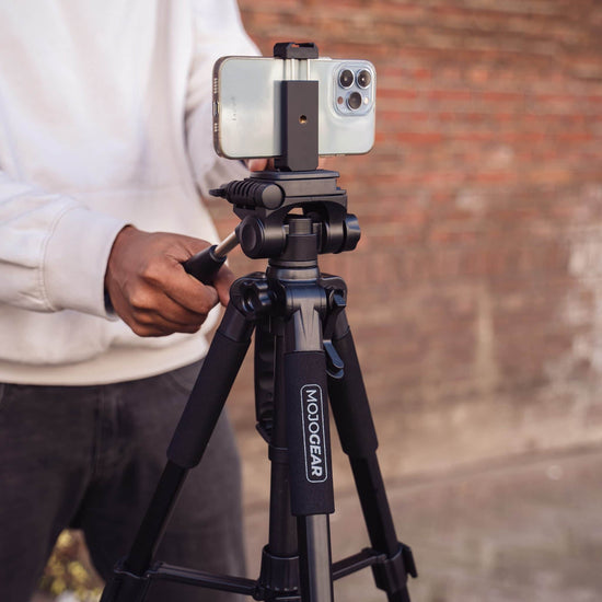MOJOGEAR 140cm Camera en Telefoon Statief met Premium Telefoonhouder - Grote statieven