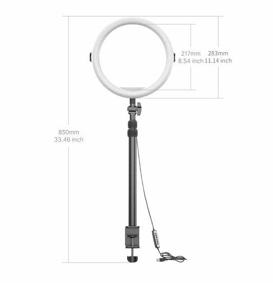 VIJIM K10 RGB Desktop Ringlamp met uitschuifbaar statief en tafelklem - Ringlampen