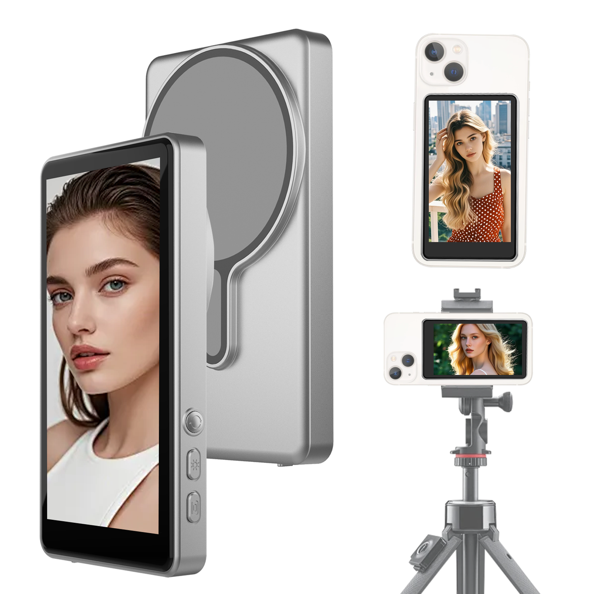 Moniteur de selfie/vlog MOJOGEAR VS2 pour iPhone et Android - Gris