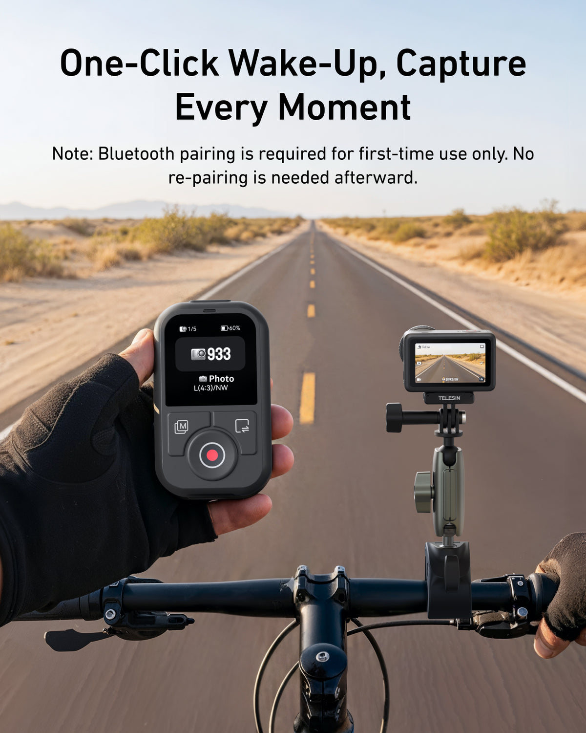 Télécommande Bluetooth Telesin T13 pour DJI Osmo Action - Étanche