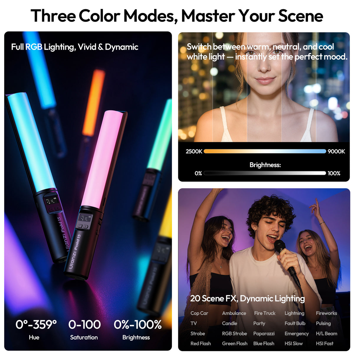Tube lumineux RGB pliable Ulanzi FOLD15 15 W - Noir