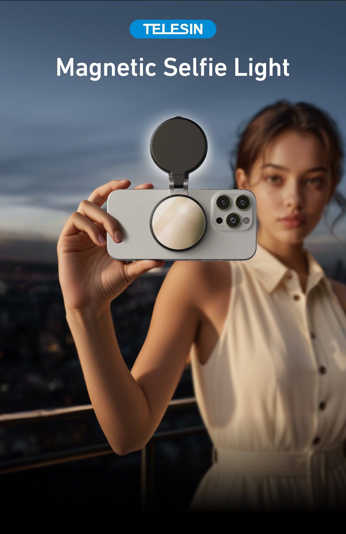 Telesin C03 Lumière à Selfie MagSafe rotative + miroir - Noir