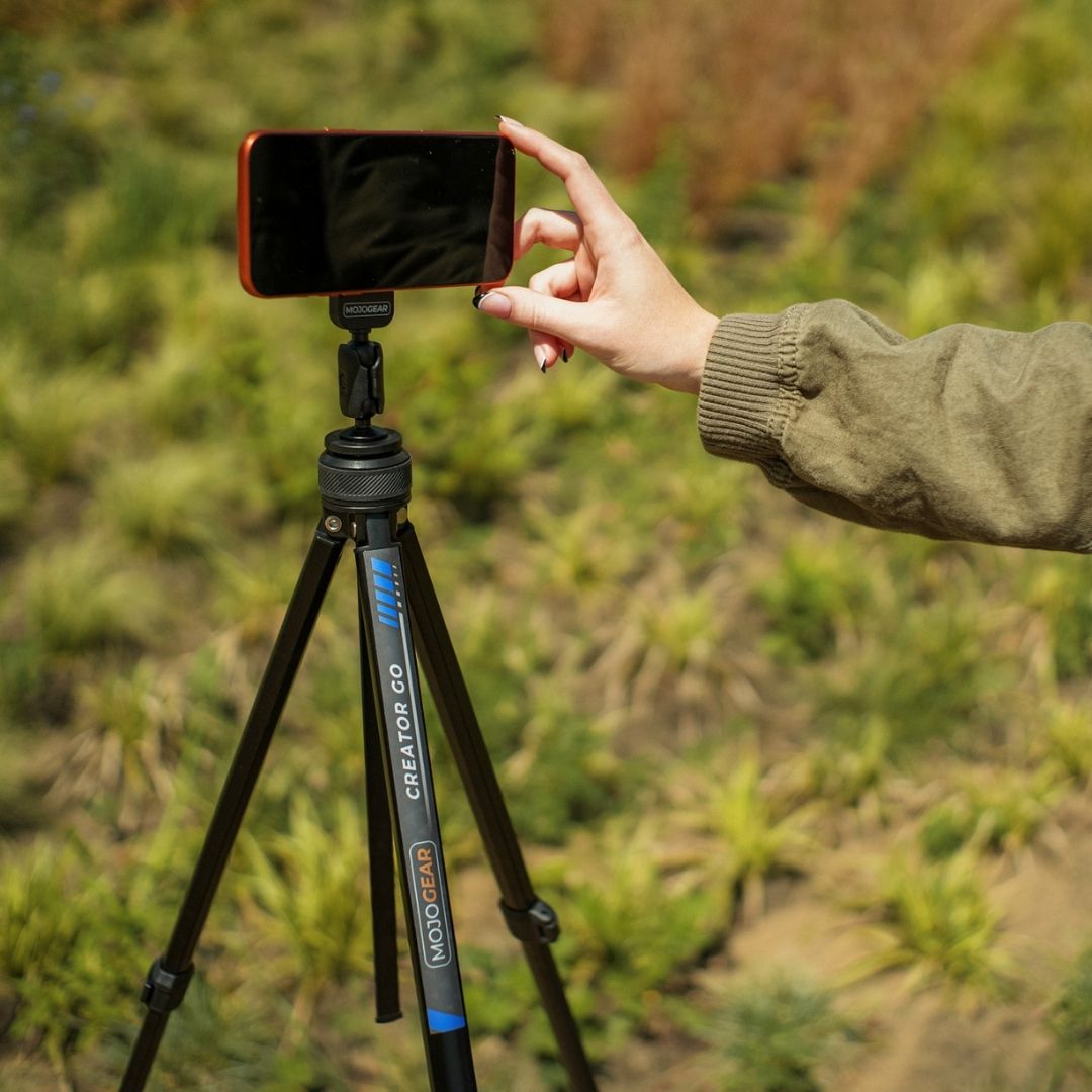 MOJOGEAR Creator GO KIT - Trépied de voyage léger avec rotule vidéo et fixation MagSafe 153 cm