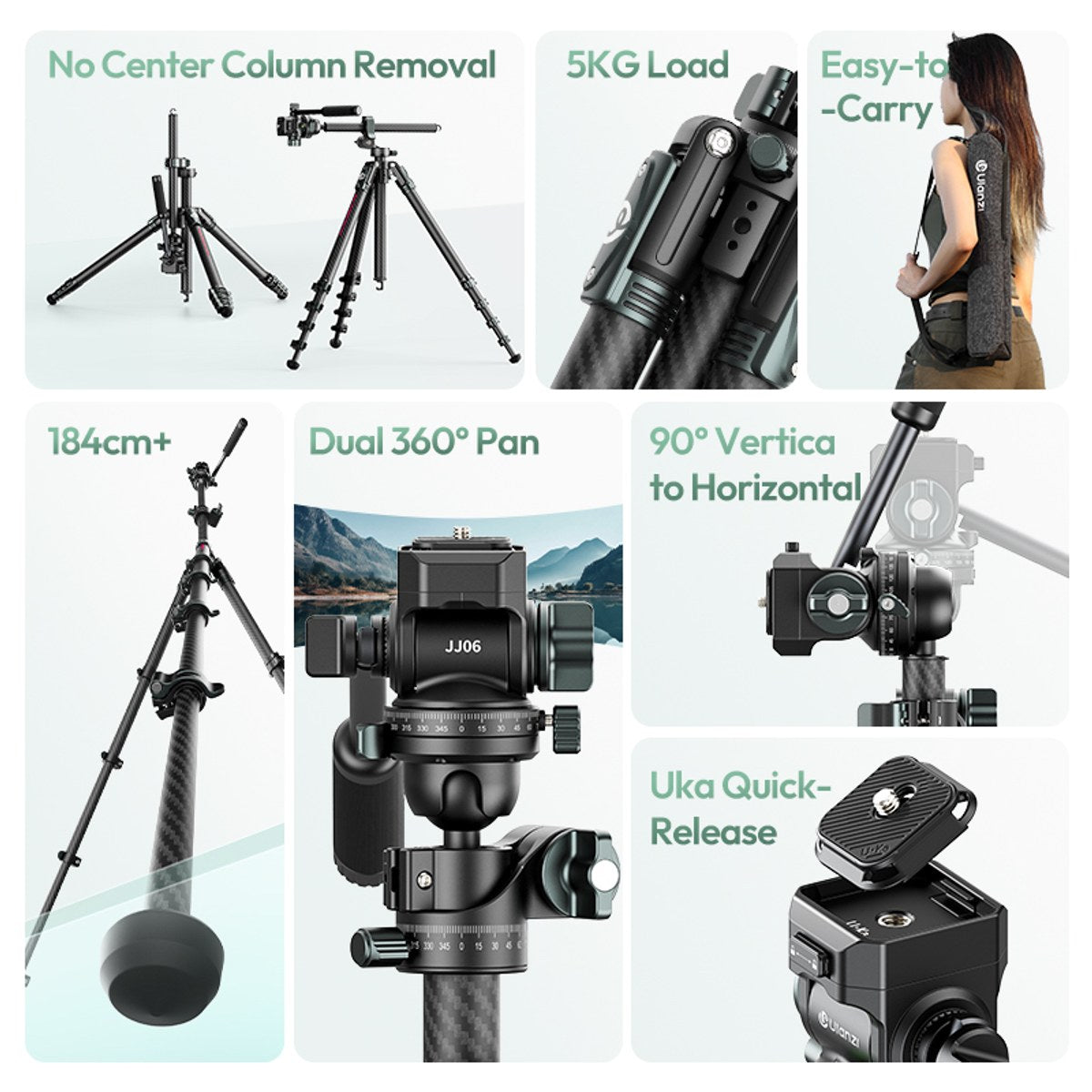 Ulanzi GlideGo JJ06 Video Tripod Carbon - Noir