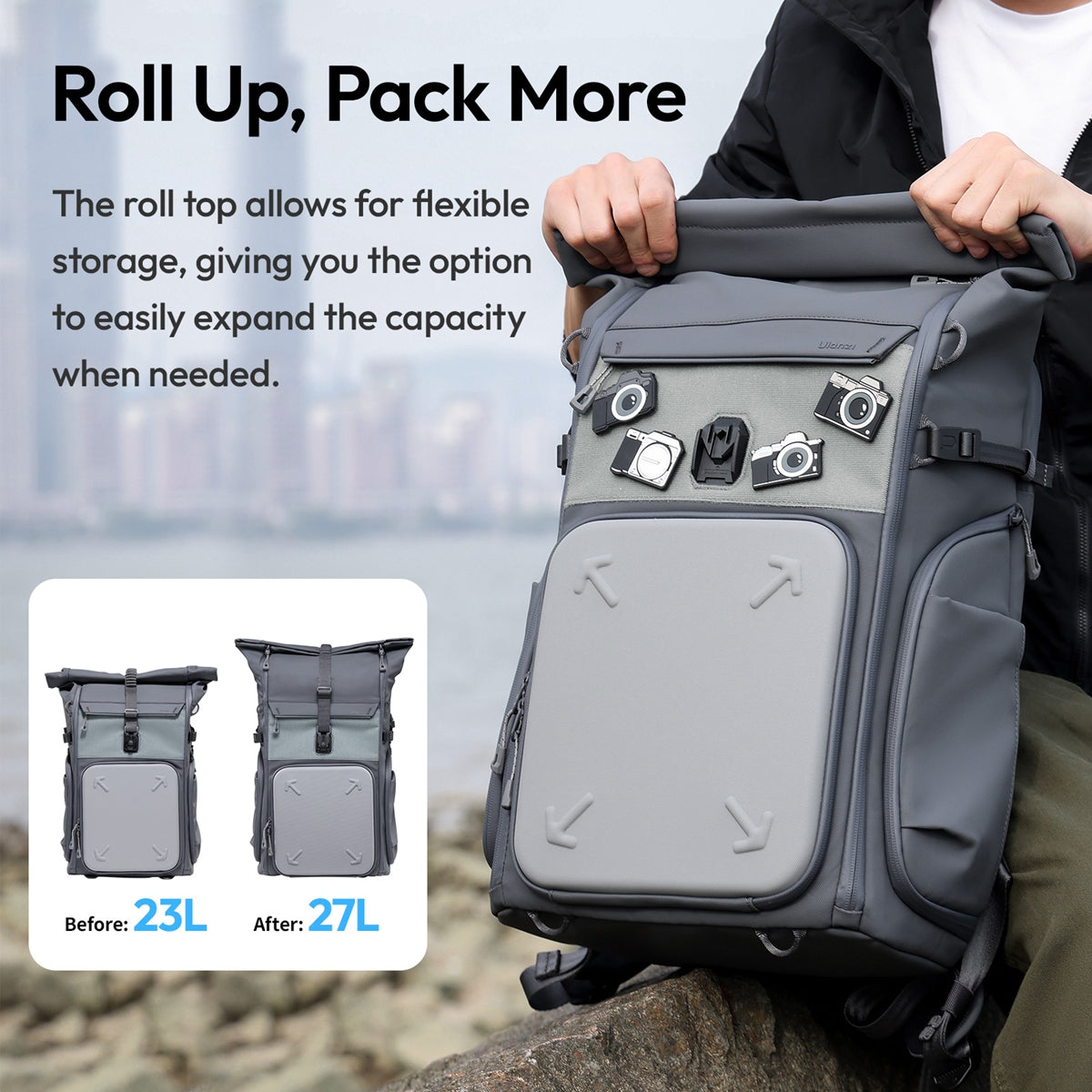 Ulanzi BP04 Hard Shell Rugzak 25 liter met Find My Tracker - Cameratassen