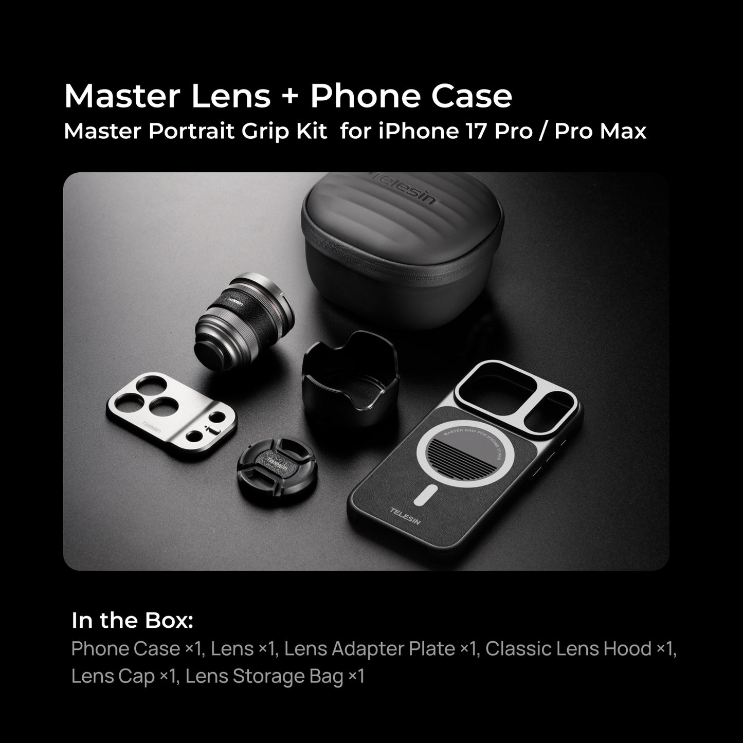 Telesin Master Lens 2X Tele iPhone 17 Pro Max téléobjectif - Noir