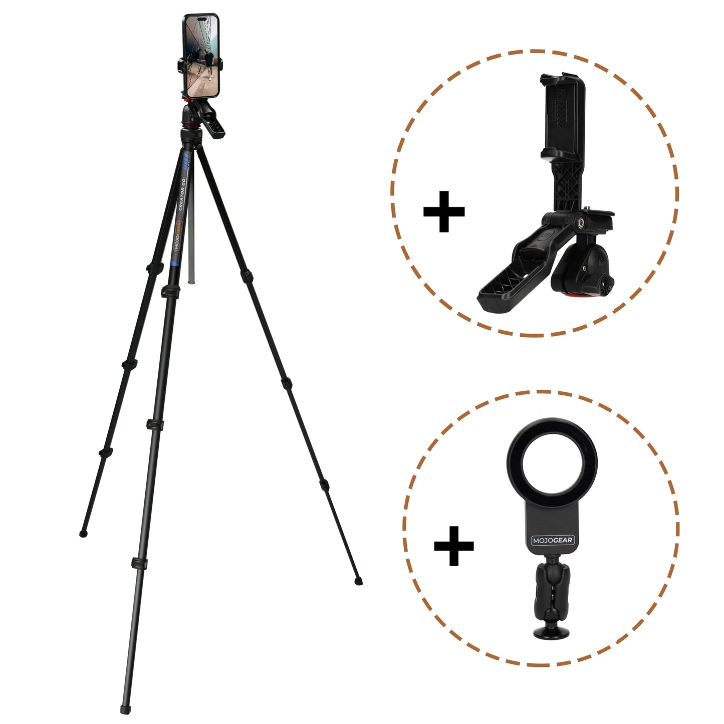 MOJOGEAR Creator GO KIT - Lichtgewicht reisstatief met Video Head & MagSafe mount 153 cm - Statieven en toebehoren