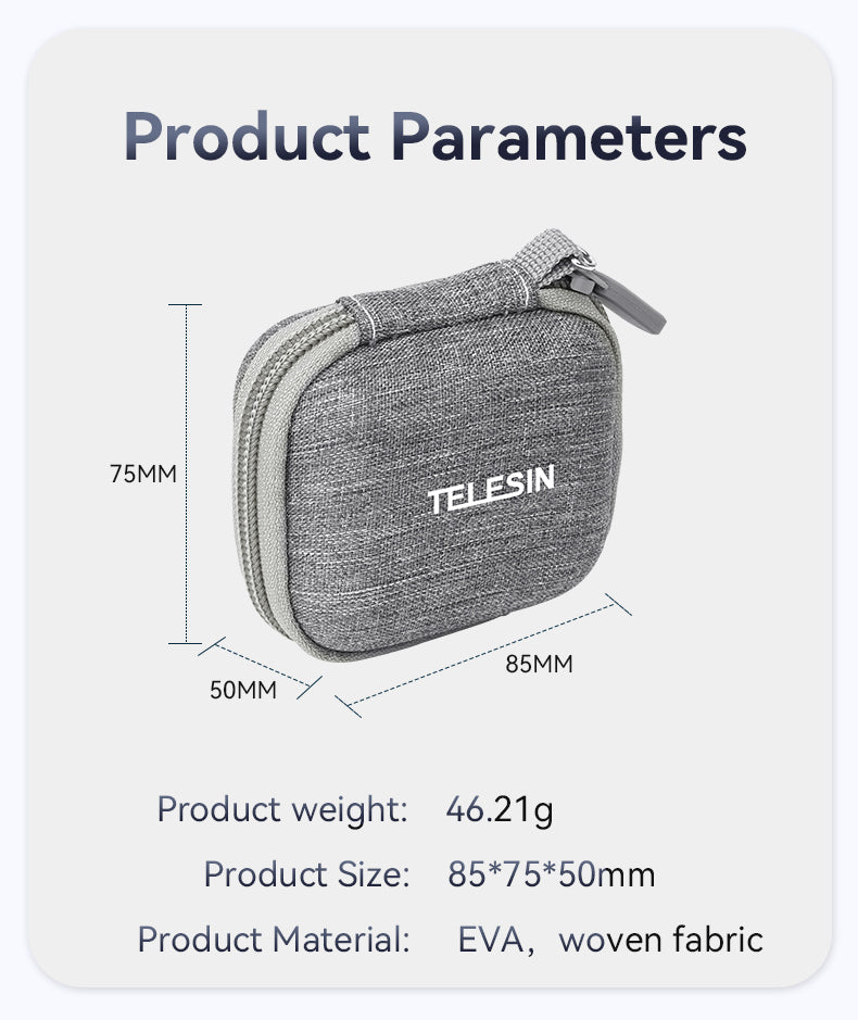 Telesin opbergcase Hard Shell voor Insta360 GO 3 - Grijs - GoPro-accessoires