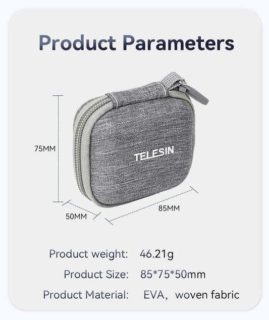 Telesin opbergcase Hard Shell voor Insta360 GO 3 - Grijs - GoPro-accessoires