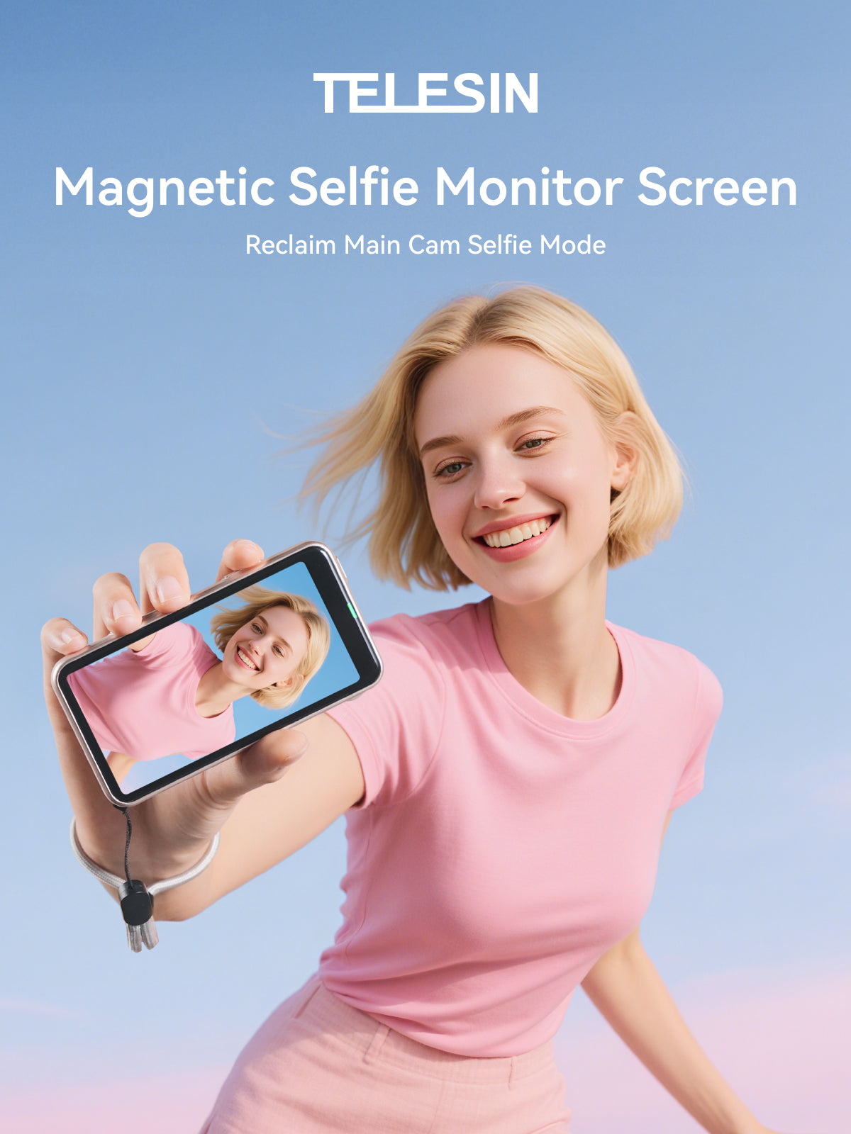 Moniteur magnétique Telesin pour selfies et vlogs 4 pouces - Champagne