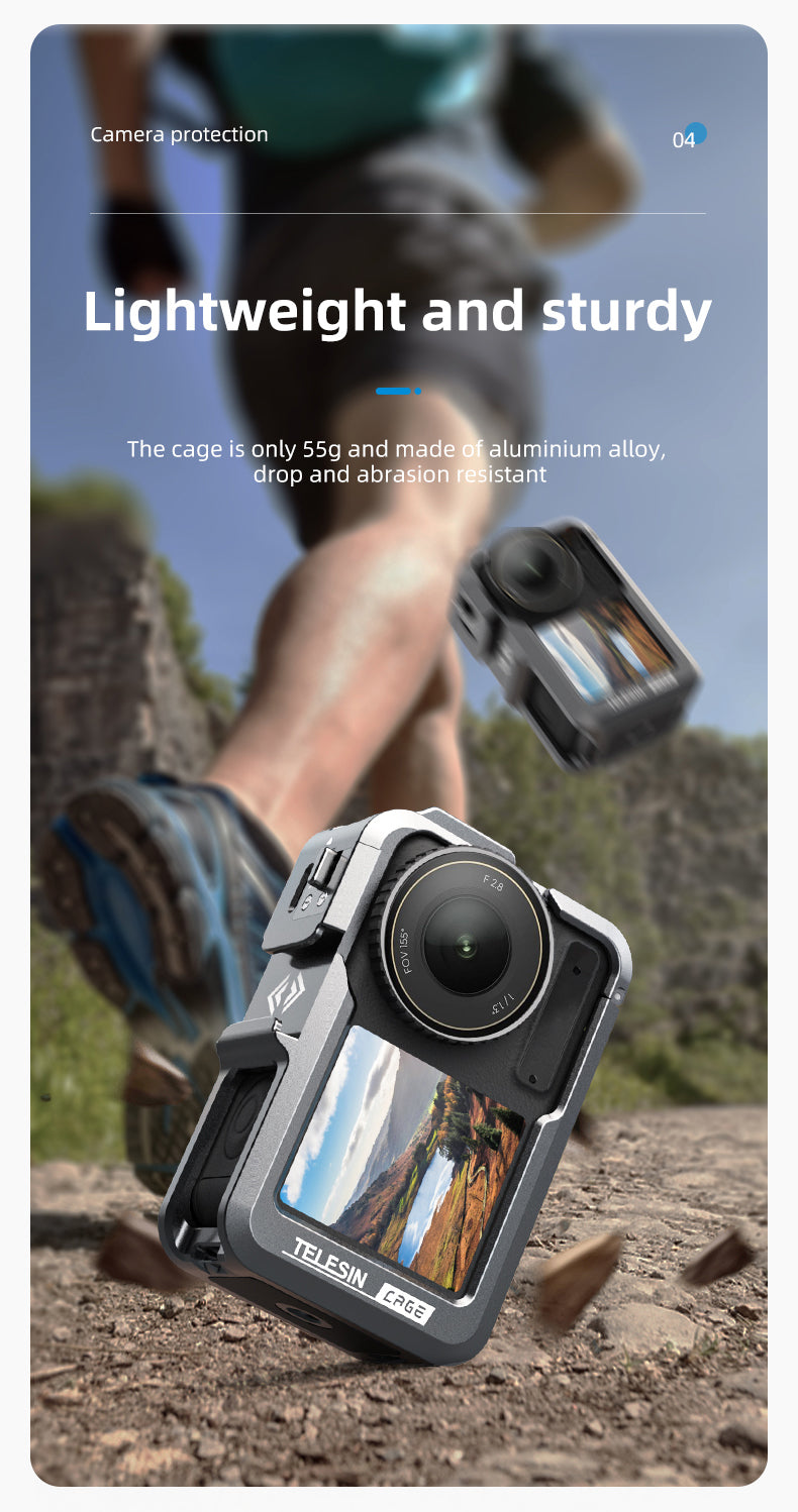 Telesin Metalen cage voor DJI Osmo Action 3/4 - GoPro Cases & behuizingen