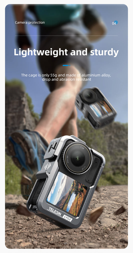 Telesin Metalen cage voor DJI Osmo Action 3/4 - GoPro Cases & behuizingen