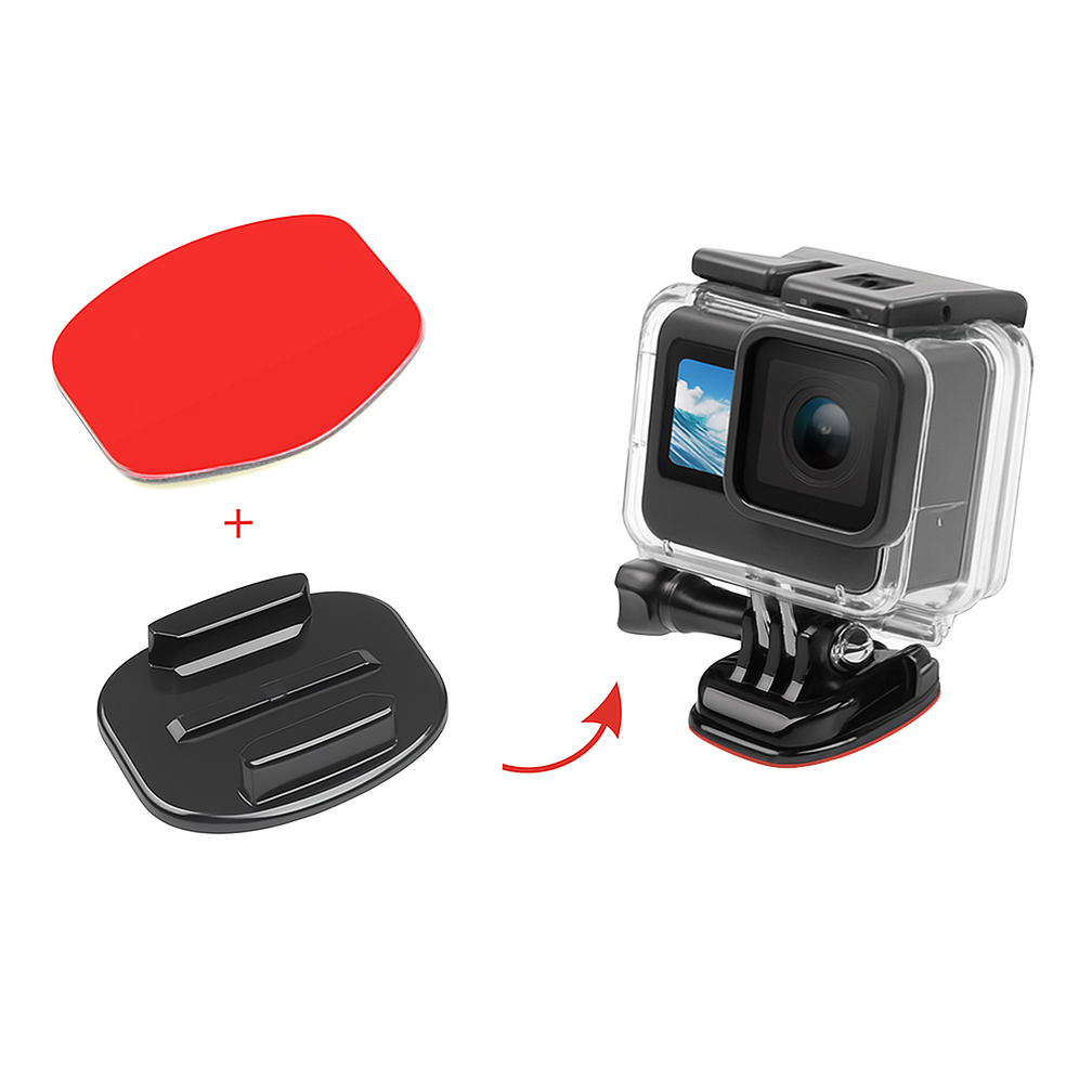 MOJOGEAR Action Camera Mount set Zelfklevend (recht+gebogen) - GoPro-accessoires