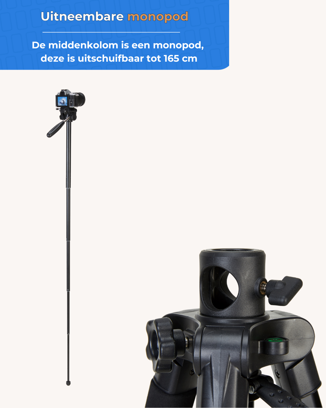 Trépied MOJOGEAR 167 cm 3-en-1 : trépied, monopode et bras horizontal