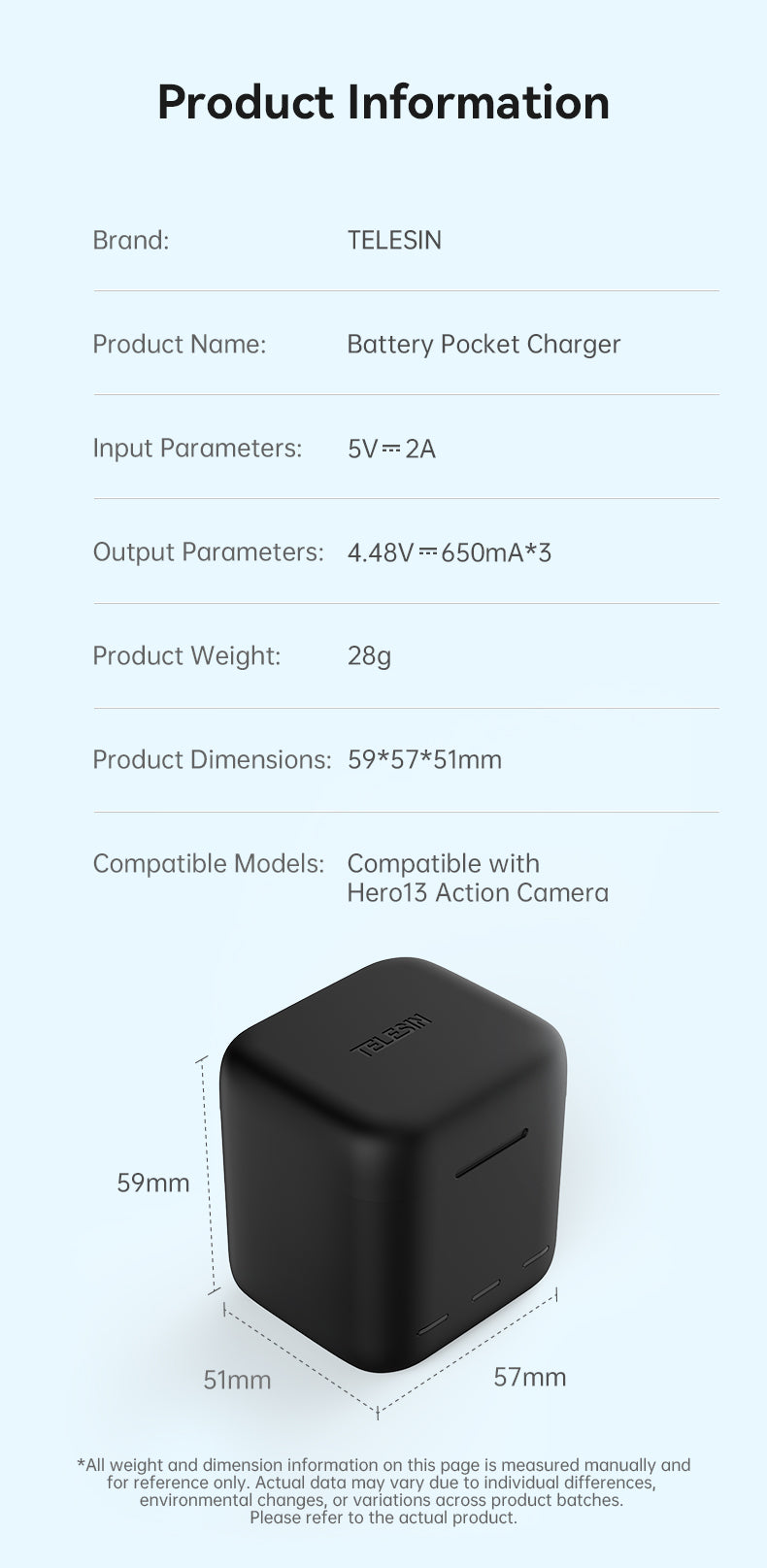 Telesin batterij oplaadbox voor GoPro Hero 13 - GoPro Accu's en opladers