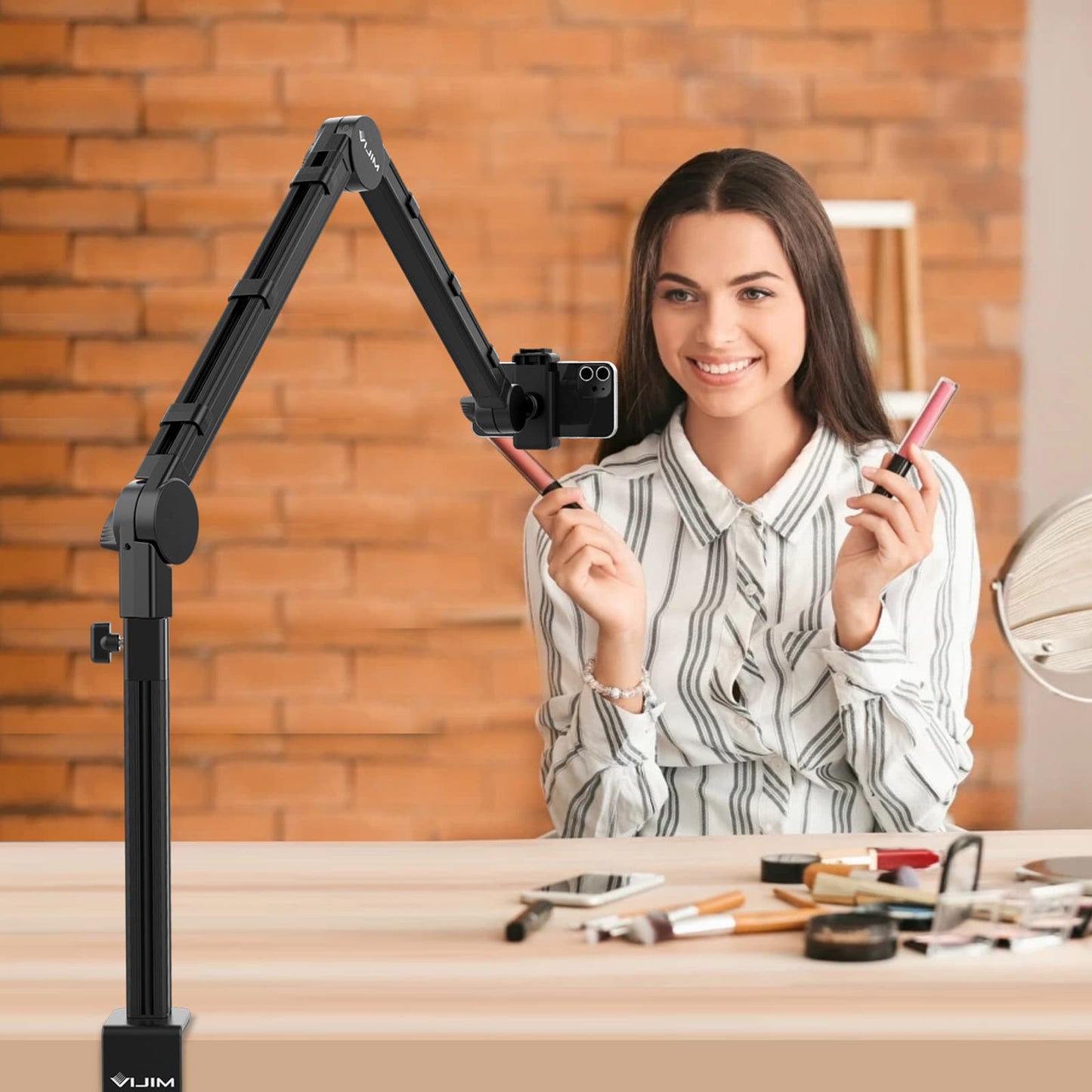 VIJIM LS24 Microfoonarm met tafelklem en kabelgeleiding - Vaste statieven