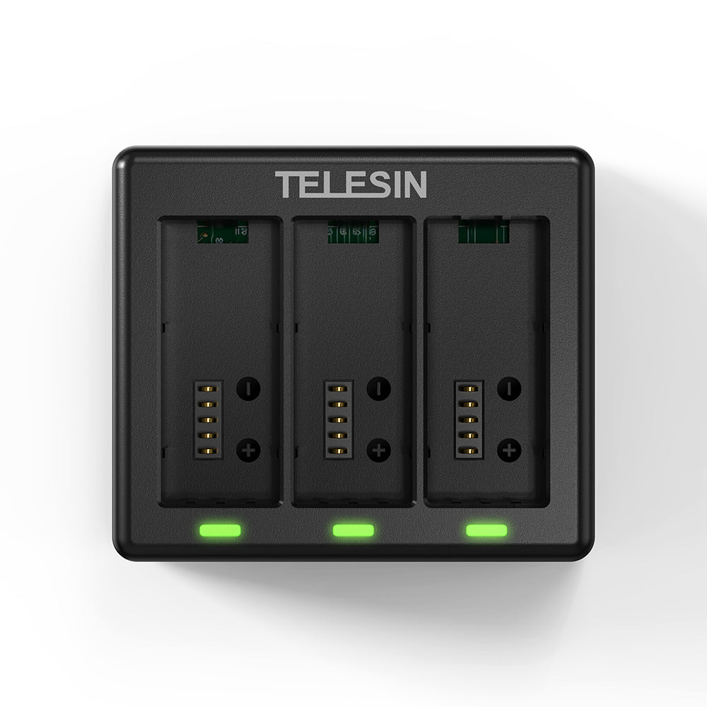 Telesin Triple batterij oplader voor 3 batterijen - GoPro Hero 13 - GoPro Accu's en opladers