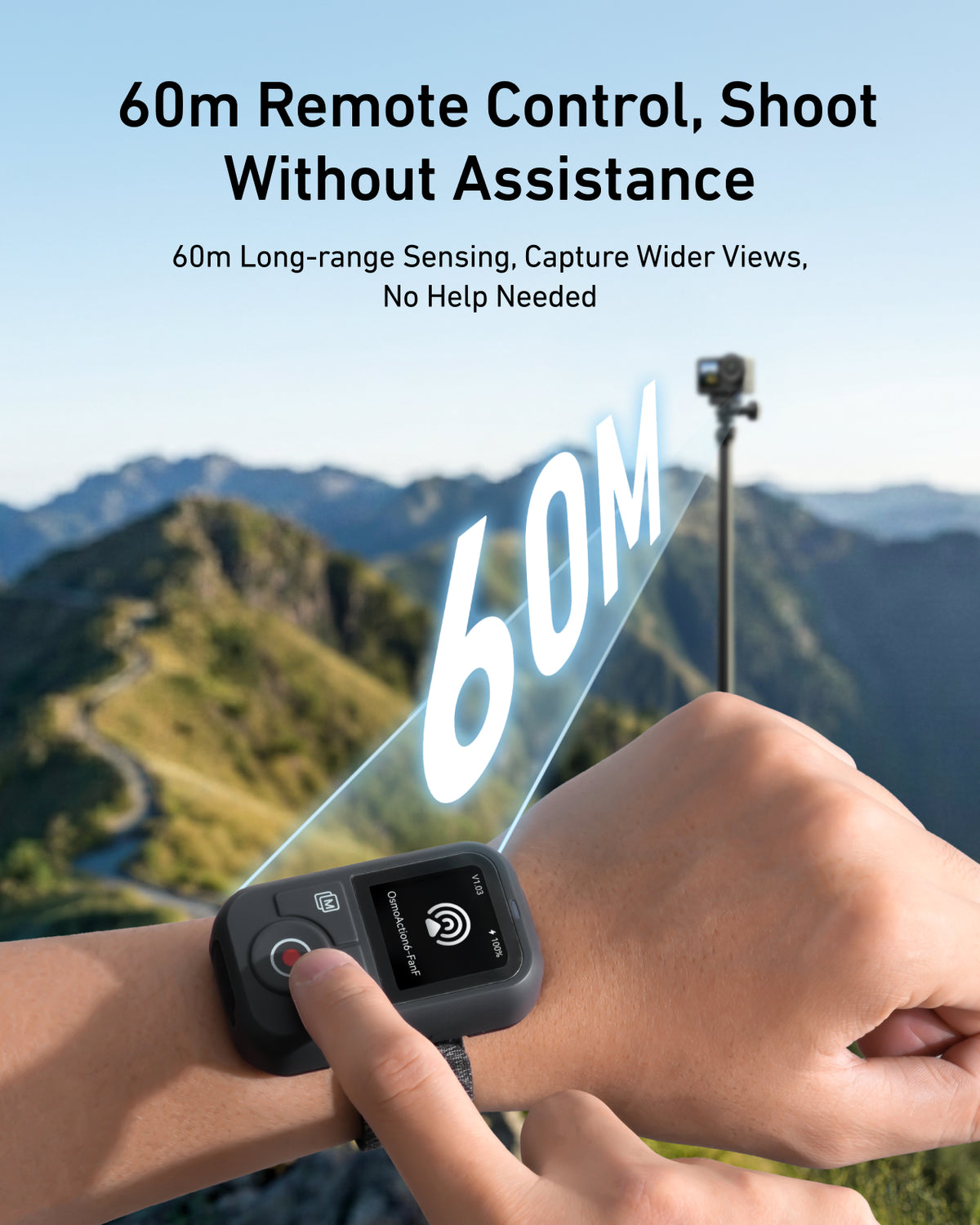 Télécommande Bluetooth Telesin T13 pour DJI Osmo Action - Étanche