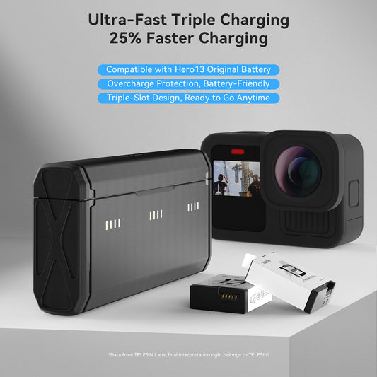 Telesin Pocket oplaadcase voor GoPro Hero 13 batterijen - GoPro Accu's en opladers