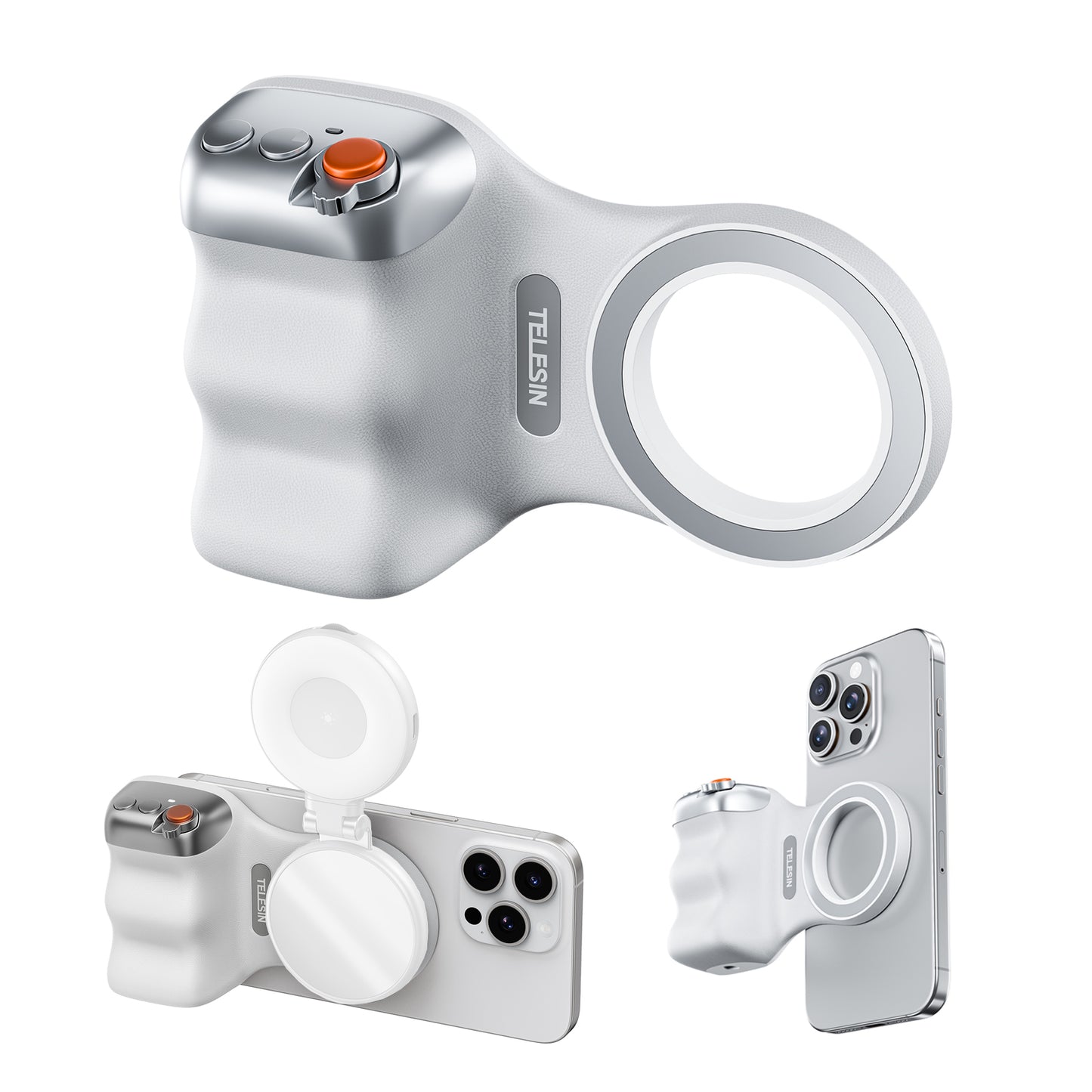 Telesin Fun Shot smartphone grip 2 magnetisch - Wit - Handgrips