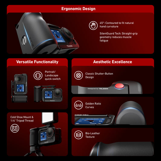 Telesin Street Photography Grip + Cage voor DJI Osmo Action 3/4/5 - GoPro Cases & behuizingen