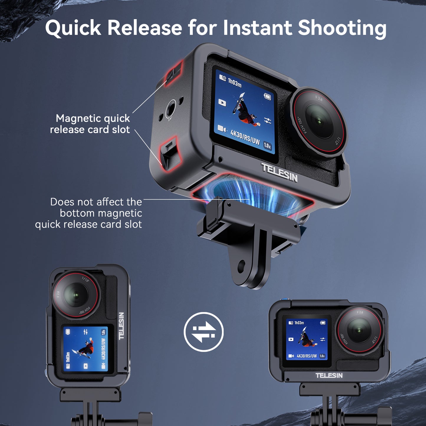 Telesin Cage en métal pour DJI Osmo Action 3/4/5