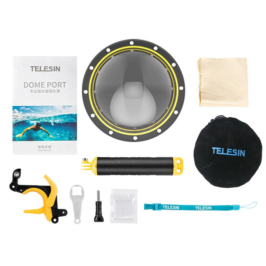 Telesin Waterdichte Dome behuizing voor GoPro Hero 9,10,11 en 12 - GoPro Onderwater-accessoires