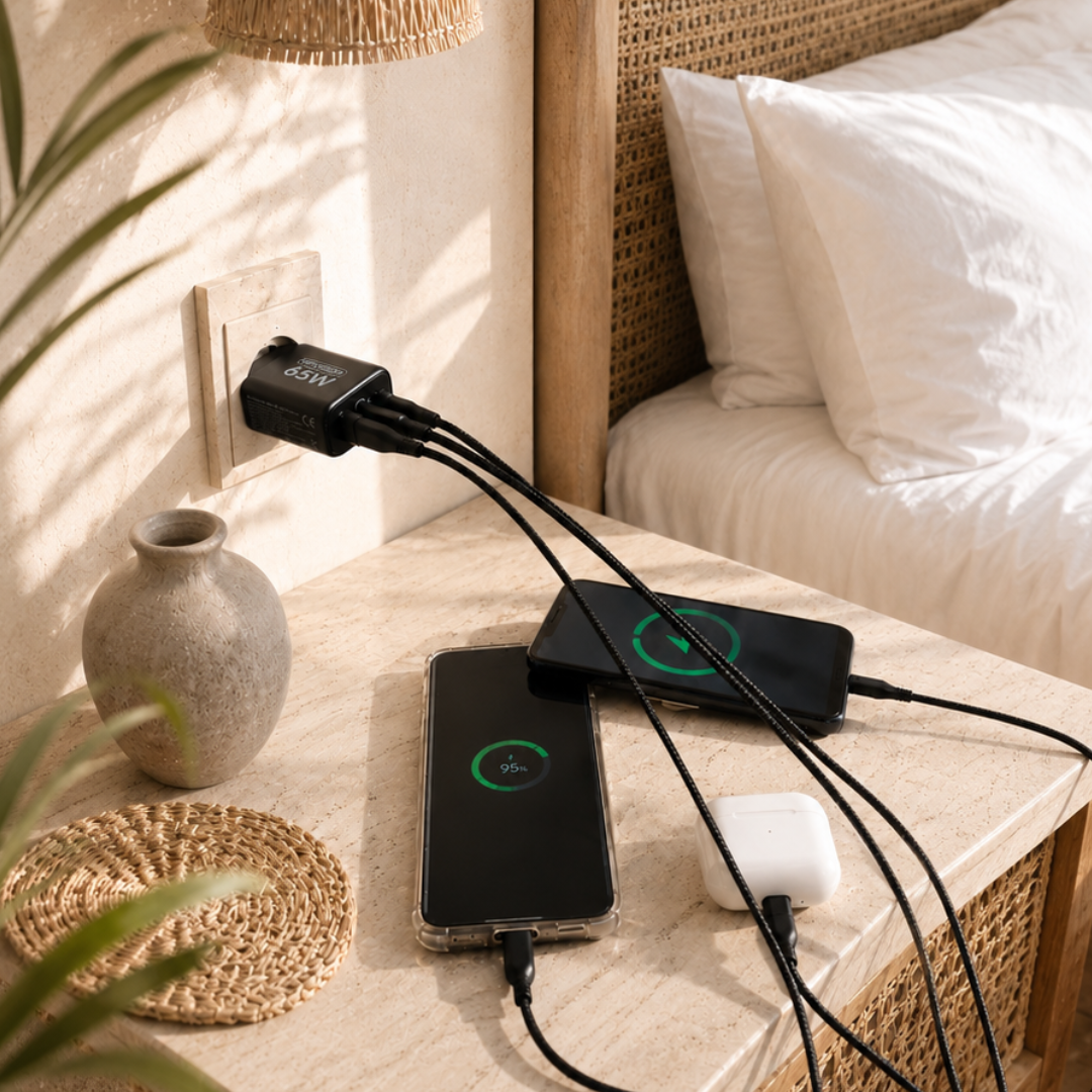 Chargeur MOJOGEAR CHARGE+ 65W à 3 ports USB/USB-C