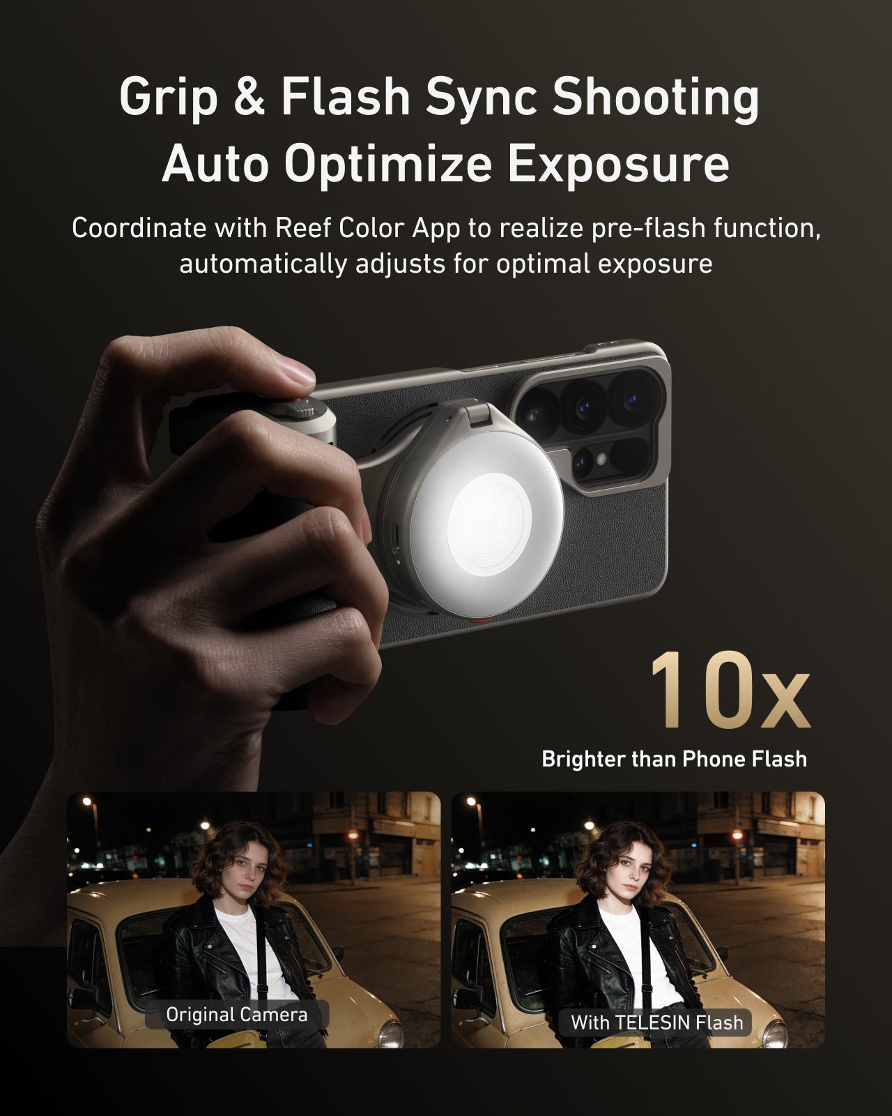 Telesin Master Grip pour Samsung S26 Ultra - Pack Créateur avec lampe et filtre - Noir
