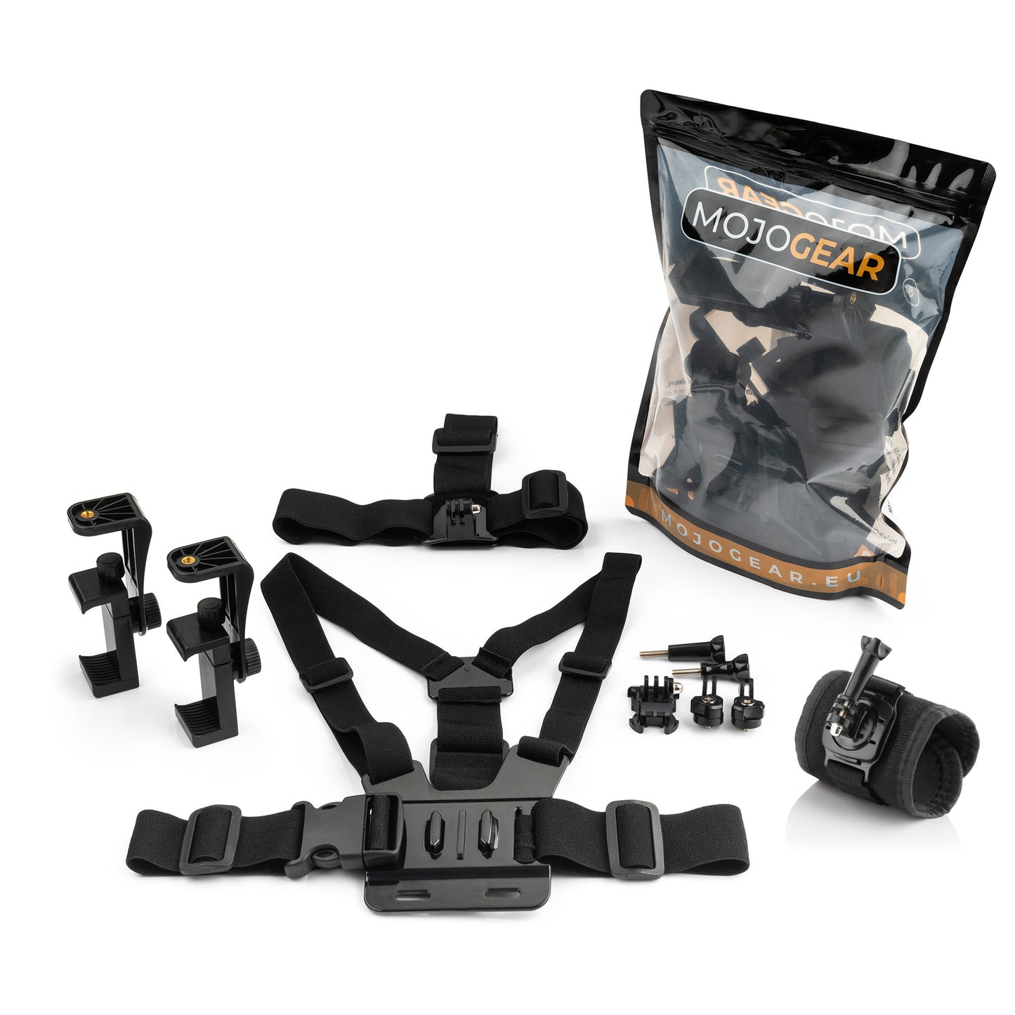 MOJOGEAR A03 Hoofd-, Borst- & Polsband Kit - voor GoPro & smartphone - GoPro Mounts
