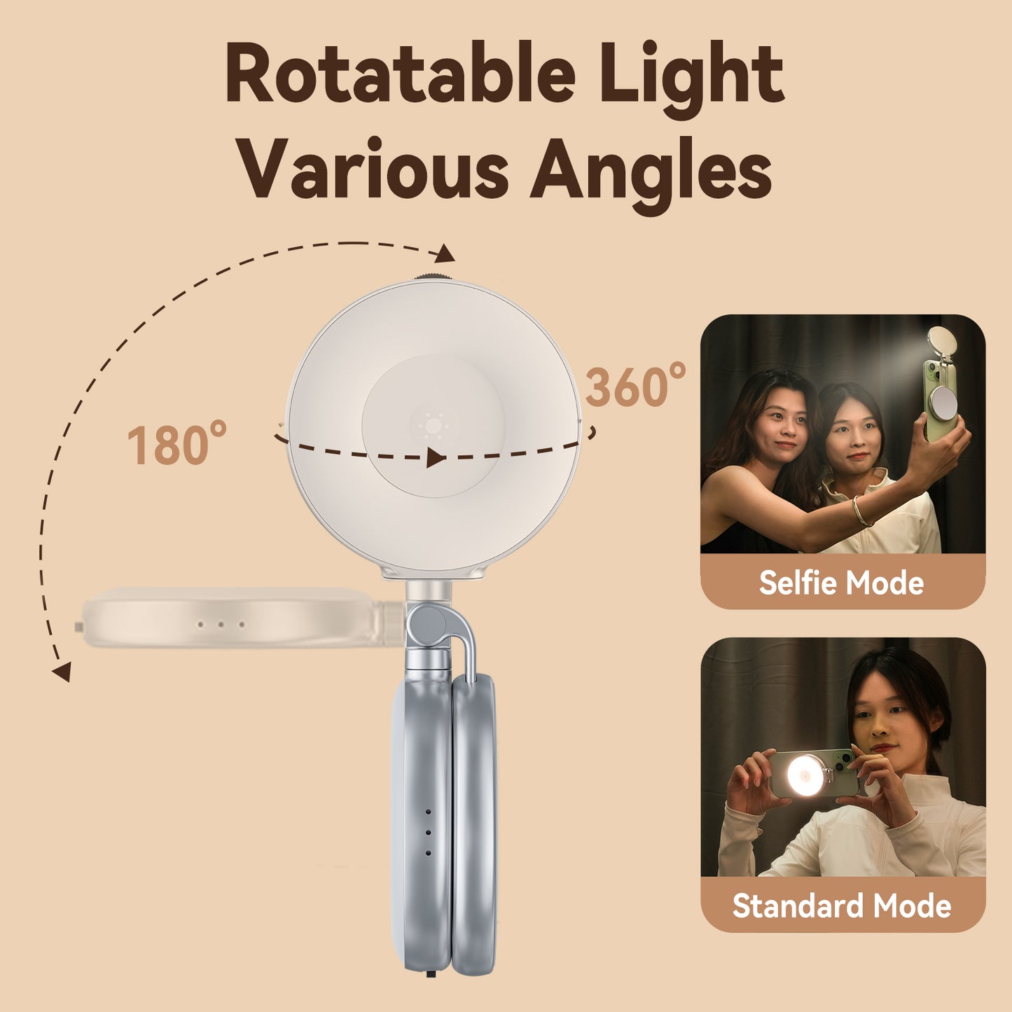 Telesin C03 MagSafe Selfie Light met spiegel – Zilver - Videoverlichting