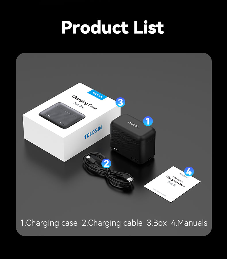 Telesin Oplaadbox voor Insta360 X4 Accu's (2 slots) - GoPro Accu's en opladers
