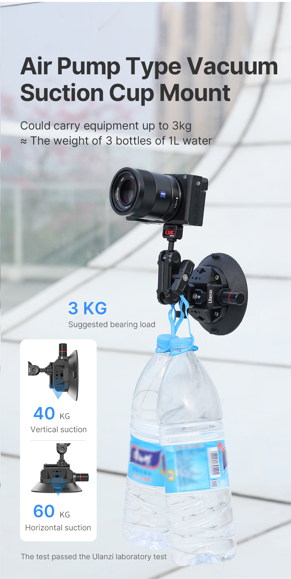 Ulanzi SC-02 Extra Sterke Zuignap 4.5 inch met magic arm voor camera - tot 3kg - Overige producten