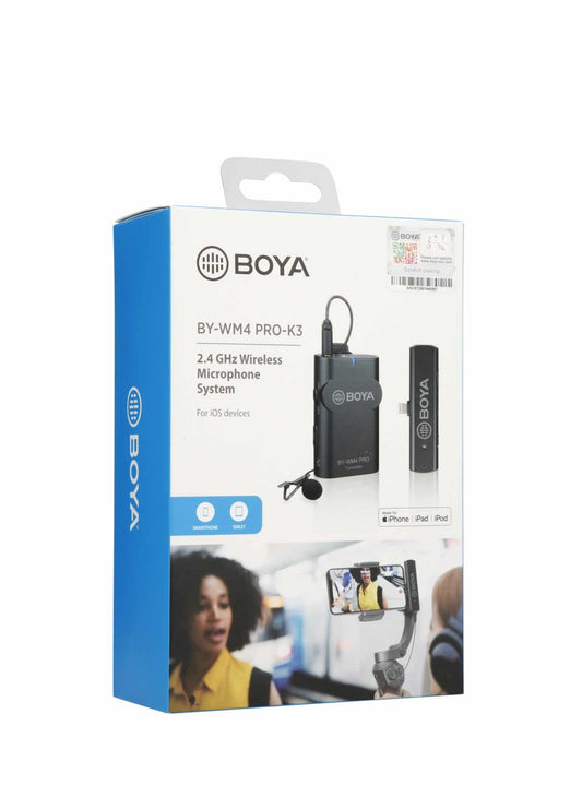 BOYA BY-WM4 Pro-K3 draadloze microfoon-set met zender en Apple Lightning-ontvanger voor iPhone - Draadloze microfoons