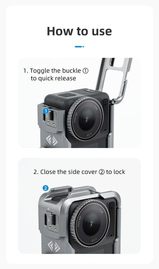 Telesin Metalen cage voor DJI Osmo Action 3/4 - GoPro Cases & behuizingen