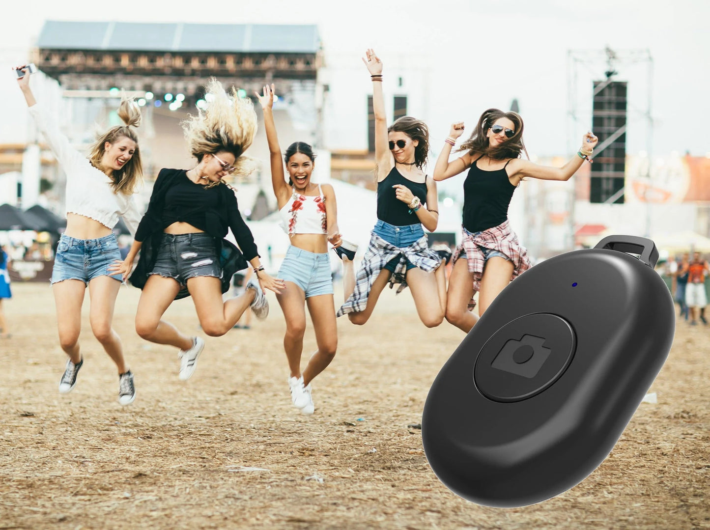 Bluetooth remote shutter afstandsbediening voor smartphone camera - Mini - Zwart - Bluetooth remotes
