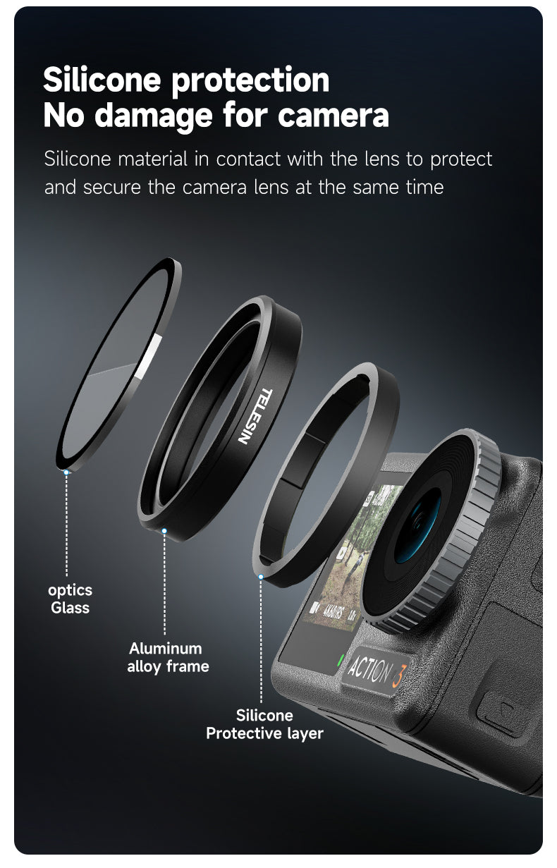 Telesin CPL+ND8/16/32 Lensfilterset (4-pack) voor Osmo Action 3/4 - Lenzen