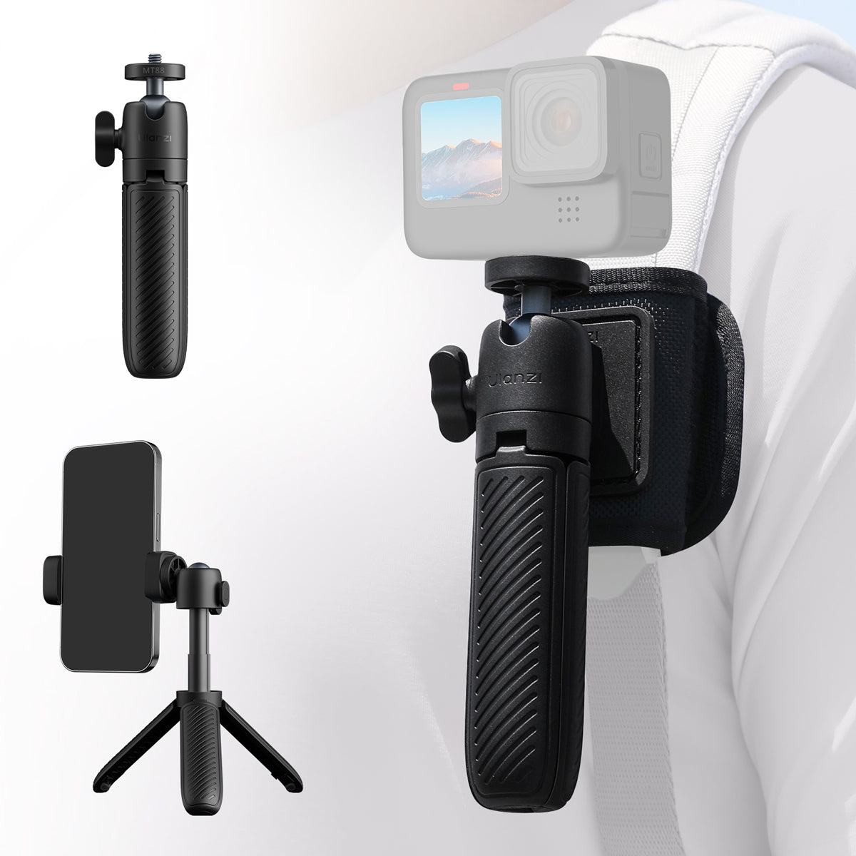 Ulanzi MT88 ClipMate Selfiestick Statief met Backpack-mount - Ministatieven