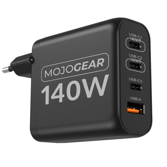 MOJOGEAR CHARGE+ 140 Watt oplader met USB naar USB-C kabel 3 meter - Opladers