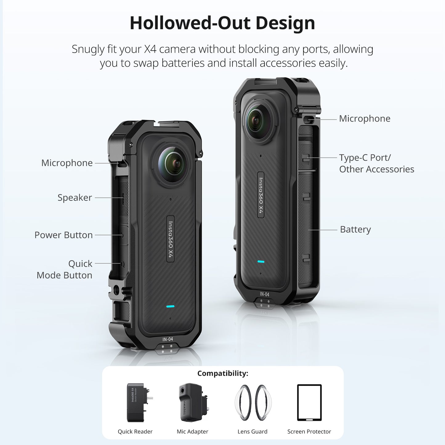 Ulanzi IN-04 Camera Cage Metaal voor Insta360 X4 - Camera cages