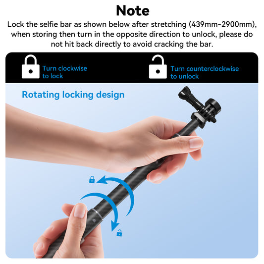 Telesin 3 meter Premium Selfie Stick voor GoPro - Carbon - GoPro Selfie sticks