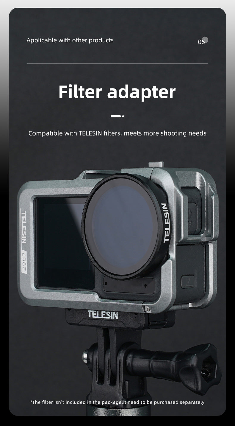 Telesin Metalen cage voor DJI Osmo Action 3/4 - GoPro Cases & behuizingen