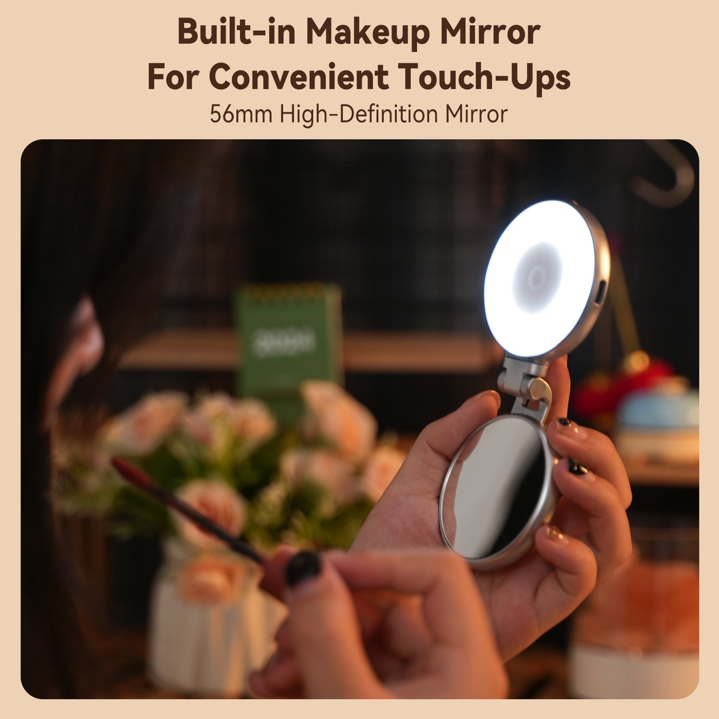 Telesin C03 MagSafe Selfie Light met spiegel – Zilver - Videoverlichting