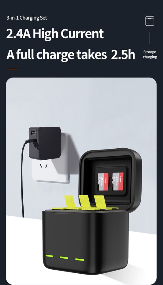 Telesin Oplaadbox met 2 batterijen voor GoPro 9/ 10 / 11 / 12 - GoPro Accu's en opladers