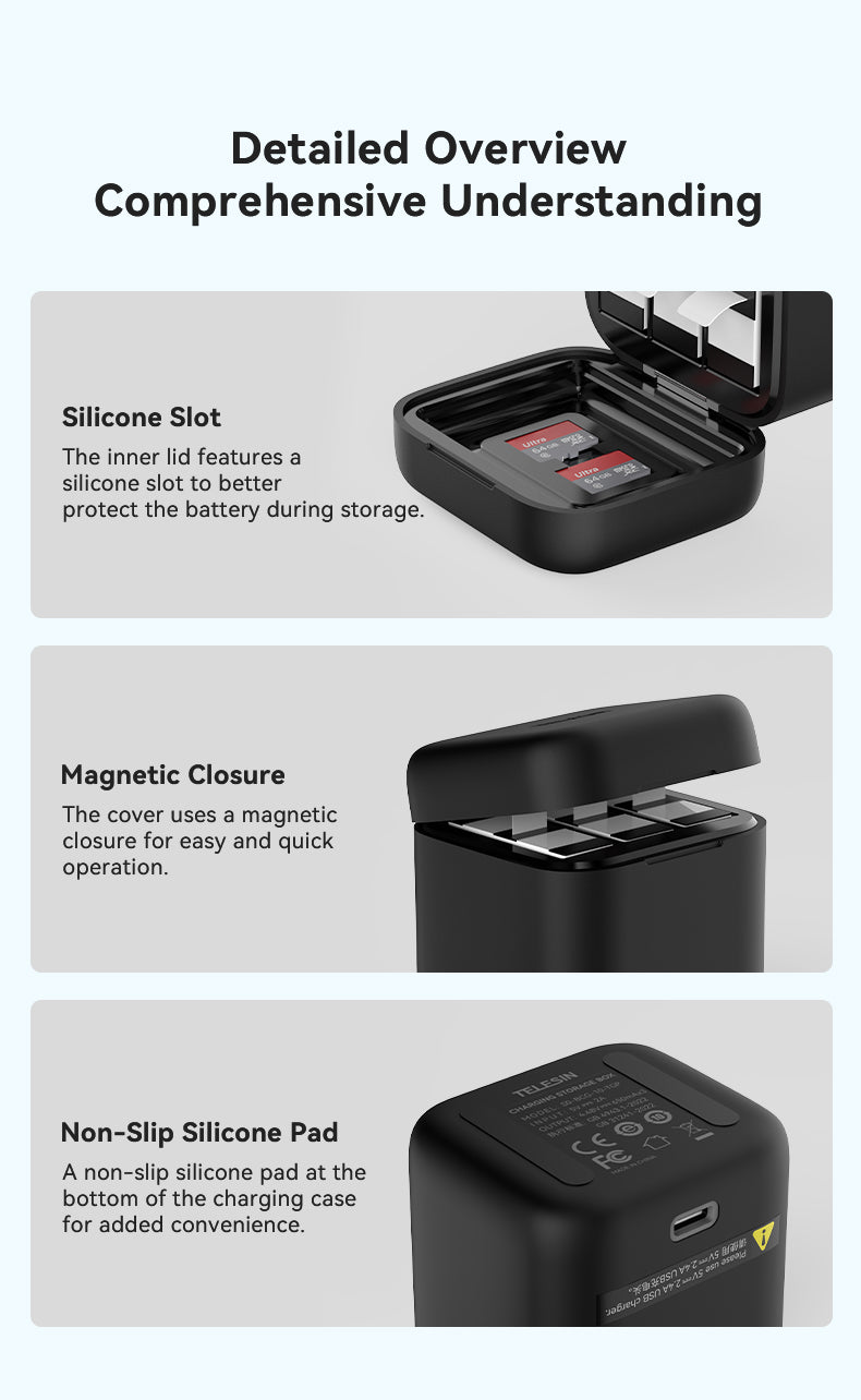 Telesin batterij oplaadbox voor GoPro Hero 13 - GoPro Accu's en opladers