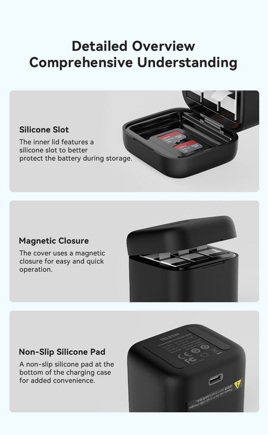 Telesin batterij oplaadbox voor GoPro Hero 13 - GoPro Accu's en opladers