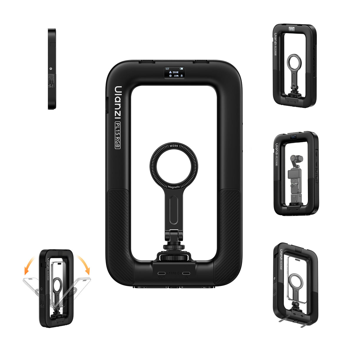 Plate-forme vidéo de lampe annulaire Ulanzi PL15RGB pour smartphone - MagSafe