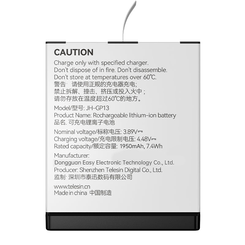 Telesin oplaadbare batterij voor GoPro 13 - 1950 mAh - GoPro Accu's en opladers
